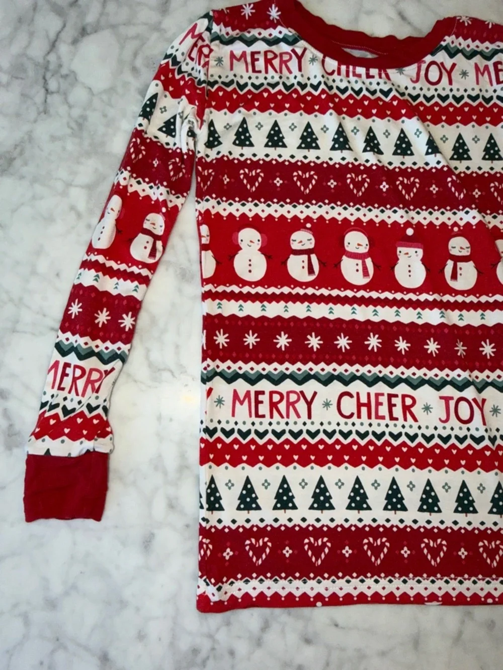 Little Sleepies Red White Green Holiday Snowman Pajama Set 7/8Y